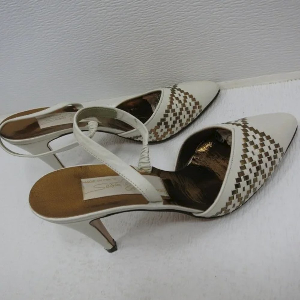 Sesto Meucci Leather Weaved Slingback Pumps Women's Heels Footwear Sz 7.5 N - Picture 5 of 8